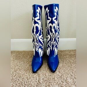 Blue and White Cowboy Boots